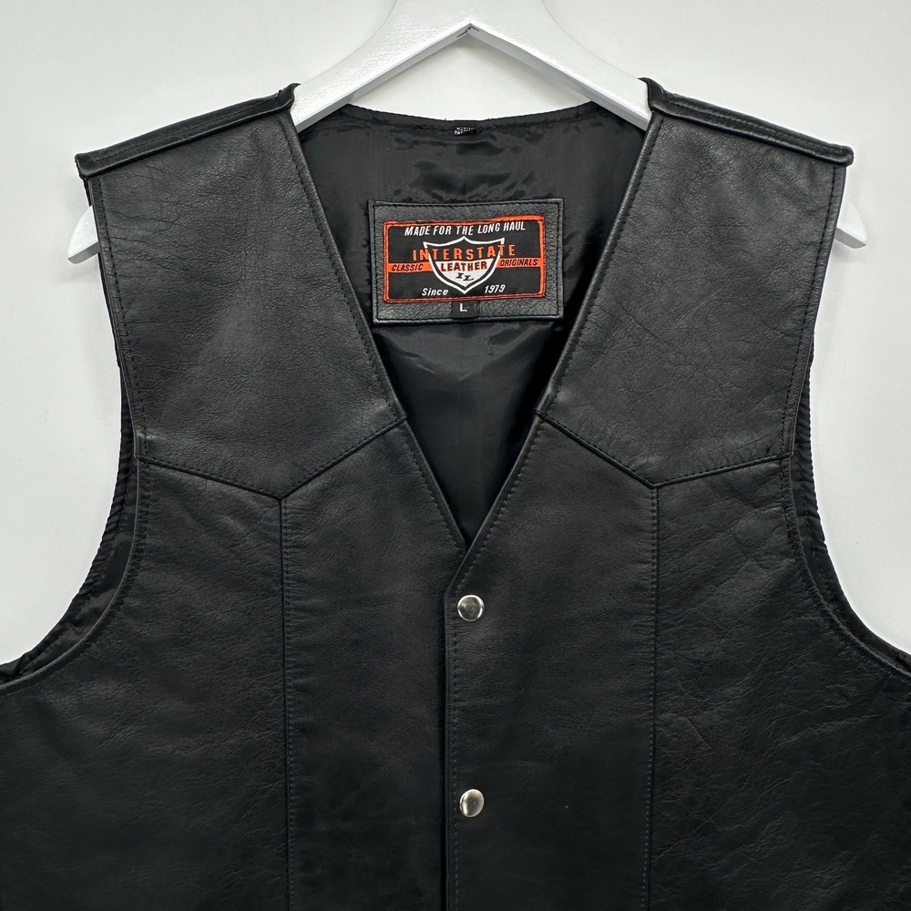 Interstate‎ Leather American Flag Vest Mens Size Large Biker Rebelcore Patriotic - Picture 3 of 15